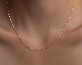 Colar com corrente brilhante em ouro 14K, colar com corrente com glitter.
