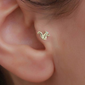 14K Solid Gold Squirrel Tragus Piercing,Tragus Jewelry,