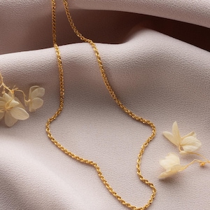 14K Solid Gold Rope Chain Necklace (14-24 Inches)