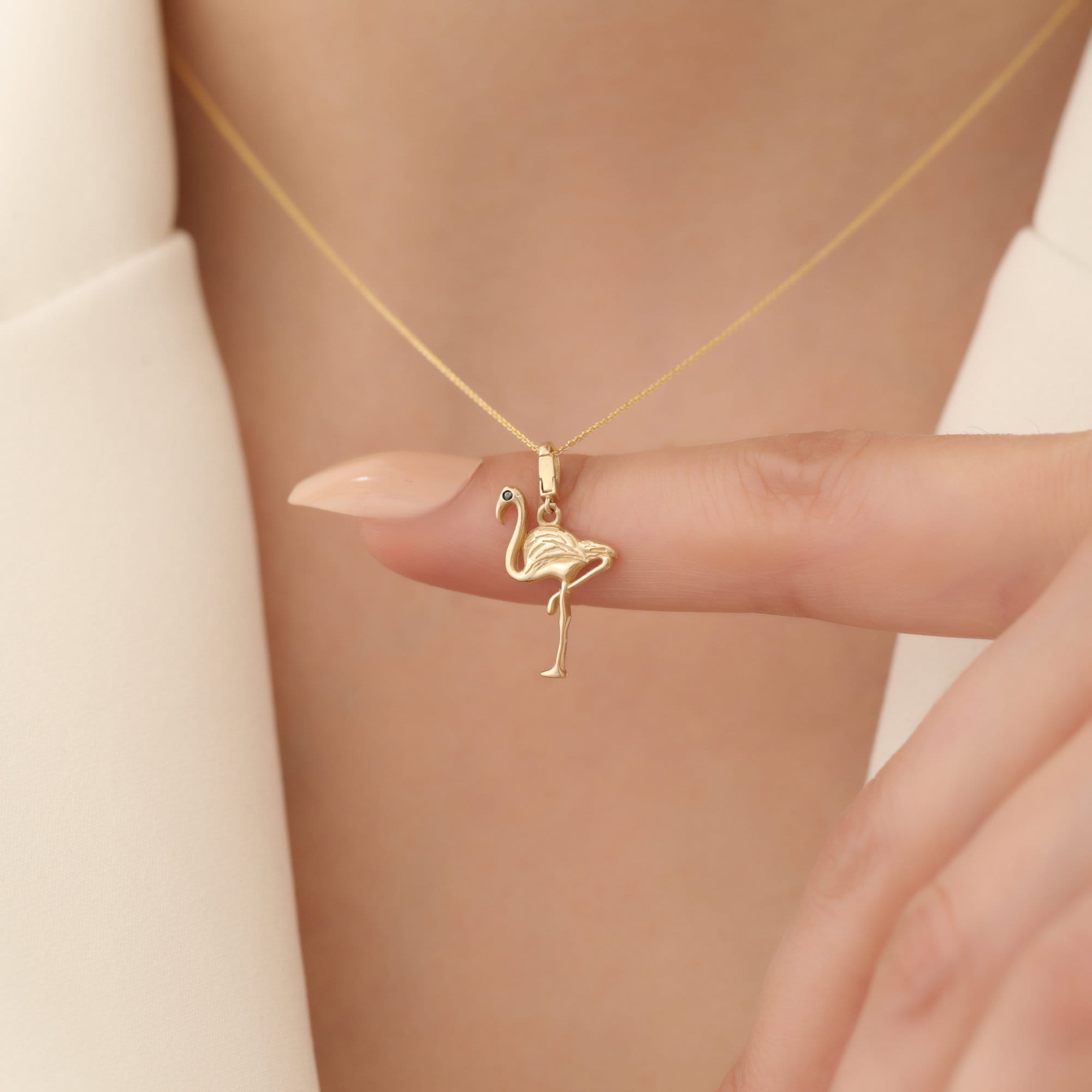 Gold flamingo pendant hot sale