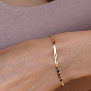 14K Solid Gold Herringbone Bracelet, Gold Chain Bracelet For Women, Everyday Bracelet,