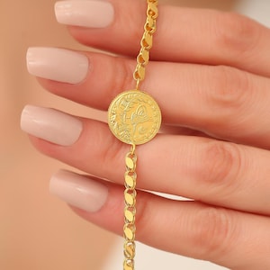 14K Solid Gold Monogram Bracelet,Solid Gold Bracelet,Christmas Jewelry