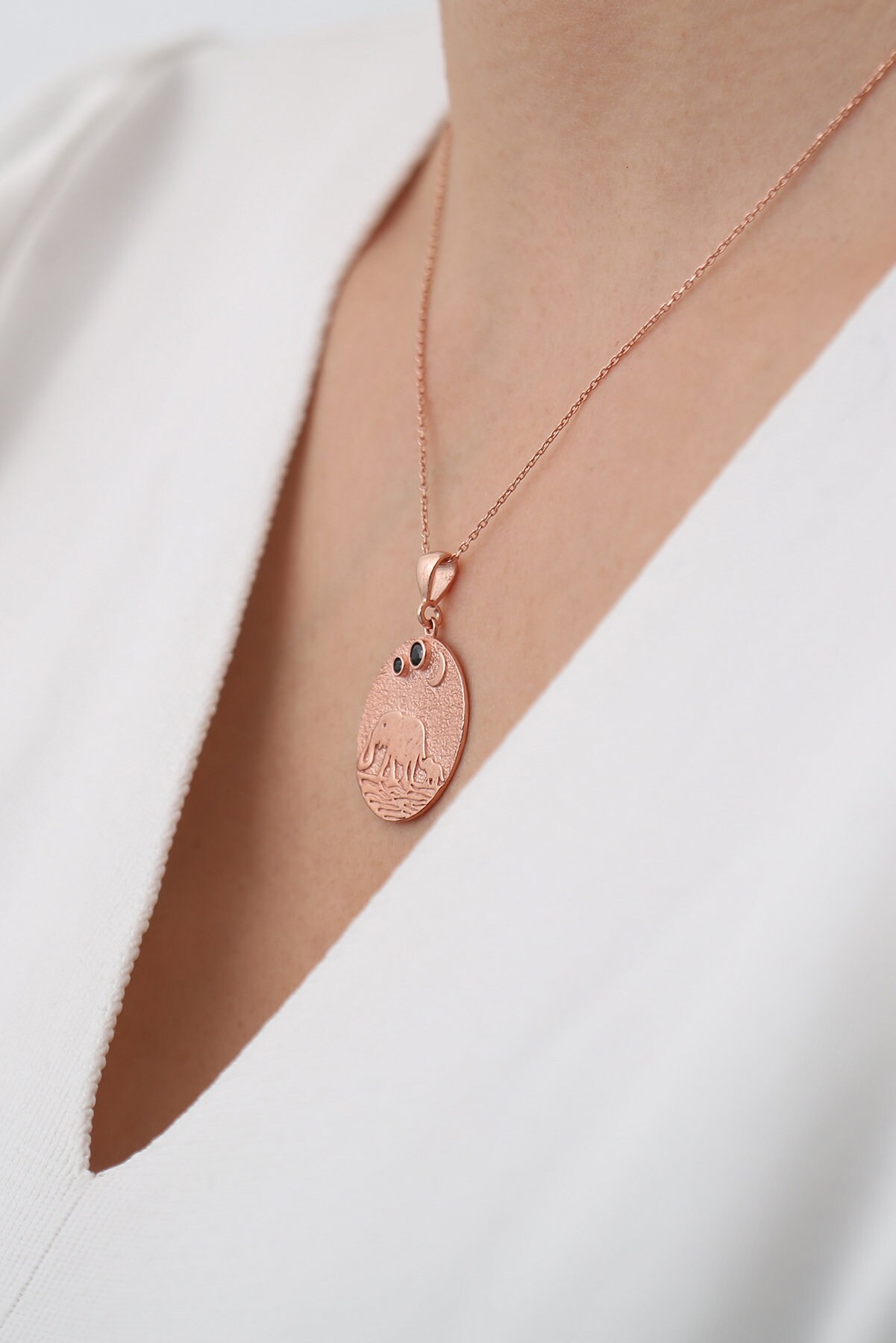 Collana con mandala elefante / Ciondolo Boho in argento sterling - Italia