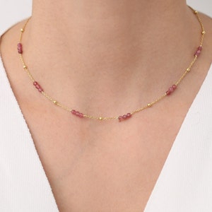 Multicolor Ruby Aquamarine and Sapphire Choker, Multicolor Birthstone Necklace,