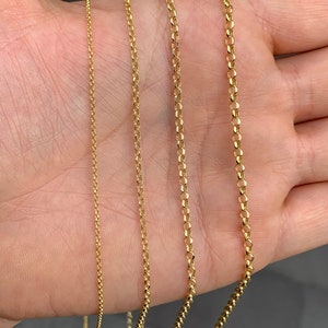 Solid 14K Gold Rolo Cable Chain Necklace,Men Gold Chain, Minimalist Chain,  Thickness : 1.2mm, 1.5 mm, 2.5mm, 2.8 mm