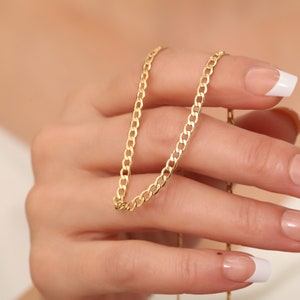 14K gouden kinketting voor heren en dames,4 mm-2,5 mm-2 mm, gouden herenketting,