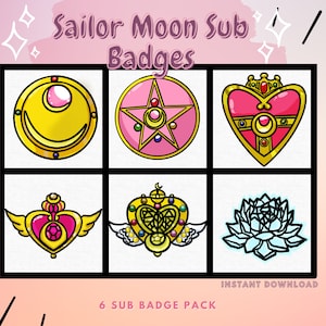 Sailor Moon Brooch Sub Badges l Sailor Moon Bit Badges l Sailor Moon Emotes