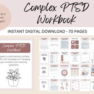Caderno de exercícios para TEPT complexo, diário para ajudar você a se curar do TEPT-C, planilhas de autoajuda para traumas, caderno de exercícios para sua jornada de recuperação de traumas