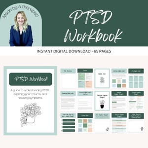 PTSD Workbook - Mental Health Workbook for PTSD - Posttraumatic Stress Disorder Journal - Printable Therapy Worksheets for PTSD
