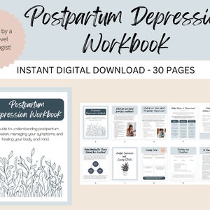Postpartum Depression Workbook, Postpartum Depression Journal for New Moms, Gift for New Mom with Postpartum Depression, Parenting workbook