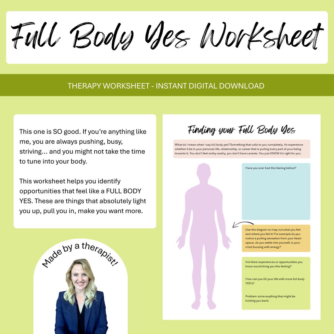 Full Body Yes Worksheet – Therapy Worksheet (digital Download) - Etsy