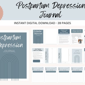Postpartum Depression Journal for New Parents, 28 Journal Prompts to Recover from Postpartum Depression, Therapy Worksheets for Postpartum