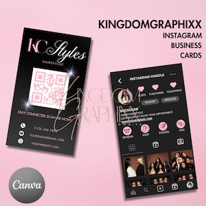 Instagram Visitenkarten, DIY Canva Visitenkarten Template, LASH TECH Karten, Hairstylist Visitenkarten, Qr Visitenkarten, Ig Visitenkarten