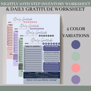 10th Step Nightly Inventory Worksheet, Daily Gratitude Journal, Inventory Worksheet, Big Book Worksheet, Step 10 Inventory Worksheet,