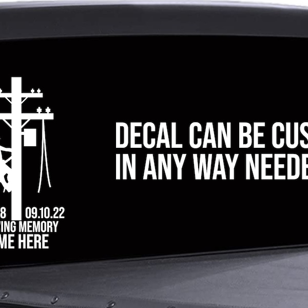 Lineman Memorial Decal, Memorial Decal, Truck Window Decal, Lineman Decal, Journeyman Memorial Lineman Decal, Car Decal