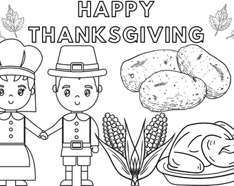 Thanksgiving Kids Placemat, Coloring Placemat