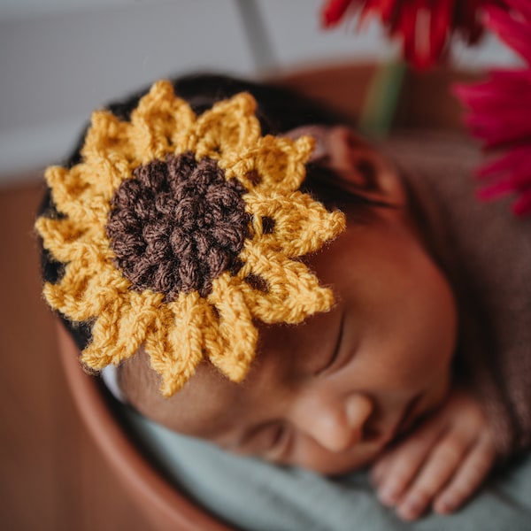Sunflower Brooch, Hair Clip, or Headband - Accessory : Handmade, Crochet