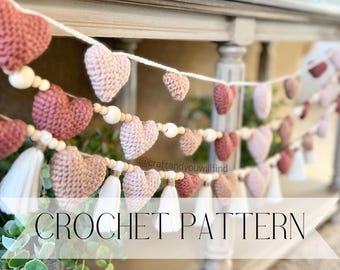 Crochet Pattern - Heart Garland : Digital Download