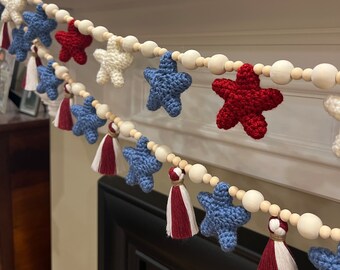 Patriotic Garland - Home Decor : Handmade, Crochet