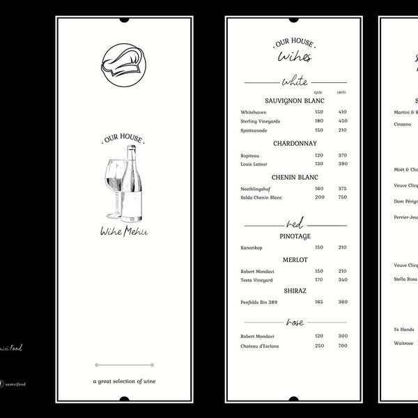 Sophisticated Wine List Template - Clean & Modern Menu Design - Instant Download