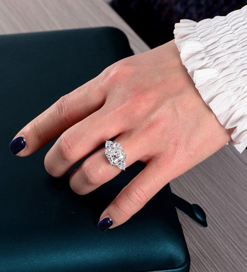 Yellow Lab Diamond Ring Threestone Ring 5ct 10x10mm Radiant