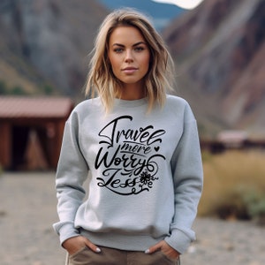 Travel More Worry Less Sweatshirt For Women, Beach Travel Vacation Retro Shirt, Vacation Sweatshirt, Wanderlust Shirt