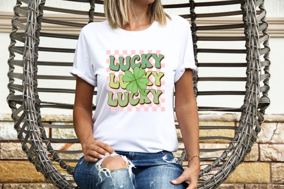 Women's St. Patrick’s Day V-Neck T-Shirt – Lucky Shamrock Graphic, Long Sleeve, Cute Irish Party Top