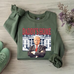 Camiseta de papá en casa, sudadera de la Casa Blanca Trump 2024, regalo para republicano, camiseta de cuello redondo del presidente Trump, camiseta divertida de Trump, camiseta Trump, MAGA