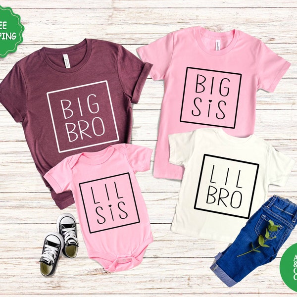 Big Brother Sister Shirts,Little Brother Sister Shirts,Big Bro Big Sis Baby Announcement Shirt,Family Matching Shirts,Heart Tshirt,Kids Tee