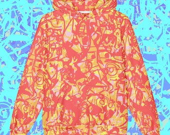 OVERSIZED (95% Cotton) "Red Phantasm" Hoodie. See description for size measurements and recommendations