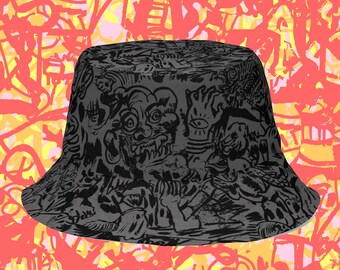 Midnight Battle Red Phantasm Reversible bucket hat
