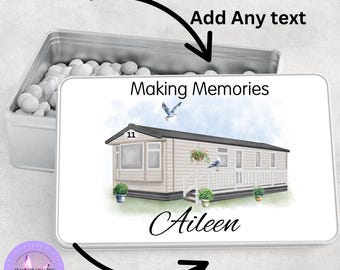Personalized Static Caravan Tin: Custom Snack Storage, New Home Gift