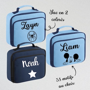Lunch Box isotherme prénom + motif au choix - boite repas- enfant bébé - crèche - école maternelle - garçon - sac pique nique