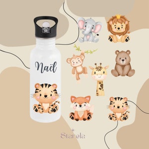 Gourde enfant personnalisée prénom- bébé animaux - repas - sandwich - école - boite pique nique
