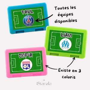 Boite à goûter enfant garçon fille personnalisée prénom- Equipe de foot - repas - sandwich - casse croute - école - boite pique nique