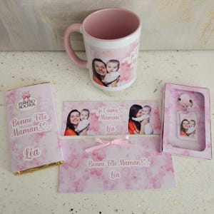 Cadeau fête des mères personnalisé avec photo - Porte clés - Tablette ferrero rocher - Magnet- mug bonne fête maman