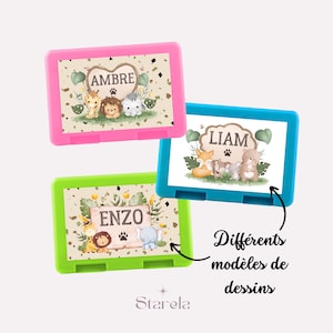 Boite à goûter enfant garçon fille personnalisée prénom- animaux - repas - sandwich - casse croute - école - boite pique nique - lunch box
