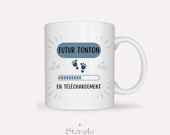 MUG "Futur Tonton en téléchargement" Blanc et bleu - Annonce grossesse - cadeau future tonton