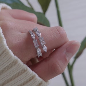 925 Sterling Ring, Irregular Ring, Minimalist ring, Geometric Ring, Stackable Ring, Zircon Ring