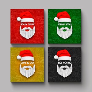 Santa Claus Christmas Coaster Set: Holiday Table Decor