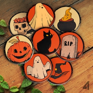 Halloween Ceramic Coaster Set: Spooky Character Drink Coasters