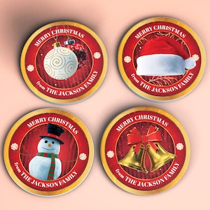 Personalized Christmas Coaster Set: Custom Family Name, Holiday Decor