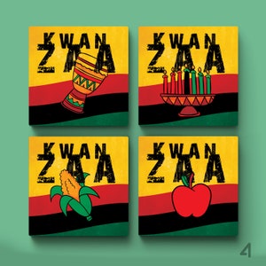 Kwanzaa Gifts, Kwanzaa Coaster Set of 4, Kwanzaa Party, Kwanzaa Flag, Kwanzaa, Holiday Gifts, Kwanzaa Celebration, Kwanzaa Candles