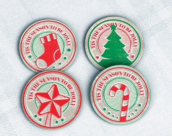 Rustic Christmas Coaster Set: Vintage Holiday Table Decor