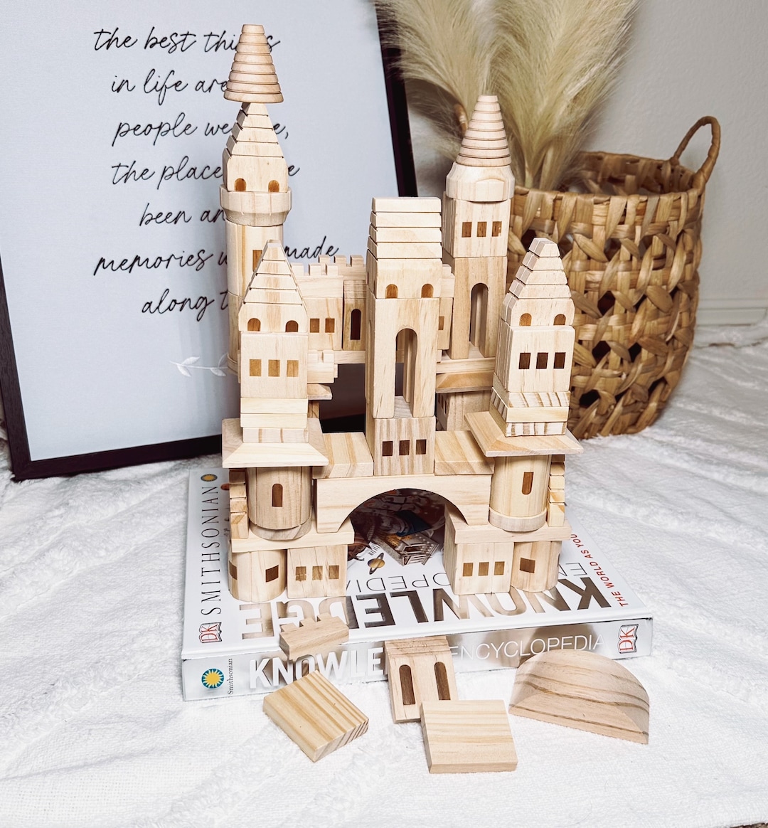 Montessori Wooden Castle Blocks ,medieval Knights Princesses Wooden