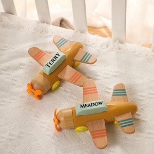 Montessori Wooden Airplane Toy,Personalized Helicopter Toy For 1st Birthday,Toddler Gift