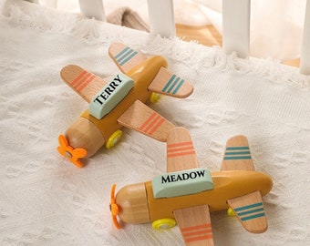 Montessori Wooden Airplane Toy,Personalized Helicopter Toy For 1st Birthday,Toddler Gift