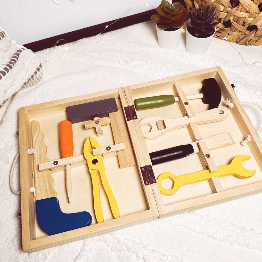 Wooden Tool Set Montessori Baby Toys Eco Waldorf Toys Repair Kit for