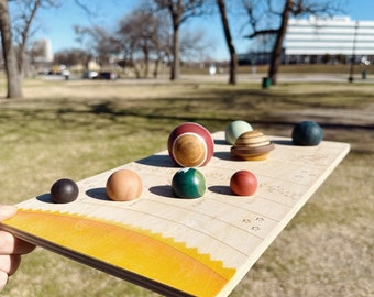 Montessori Wooden Puzzle with Planets of the Solar System-Outer Space Wooden Matching Memory Game-Three Dimensional Sun,Earth MarsAndJupiter