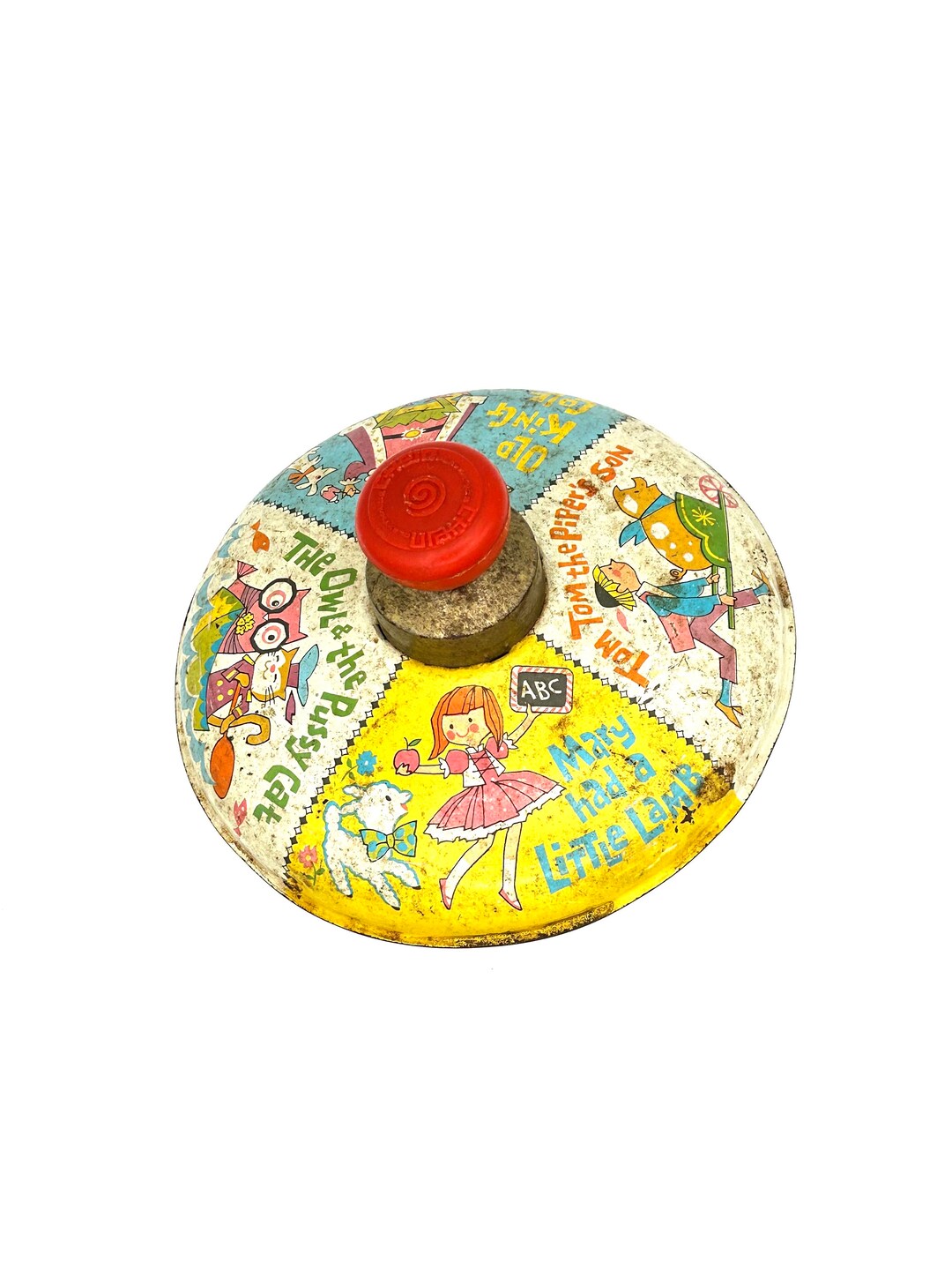Vintage 1960s Metal Spinning Top Nursery Rhymes Etsy
